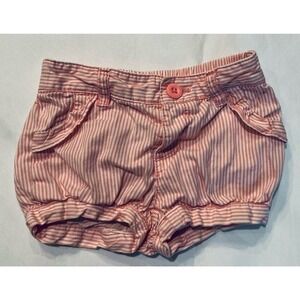 Old Navy pink & white striped bubble shorts, girl size 6-12 months